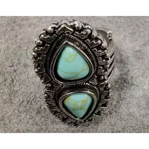 Double Turquoise Bohemian Tear Drop Ring